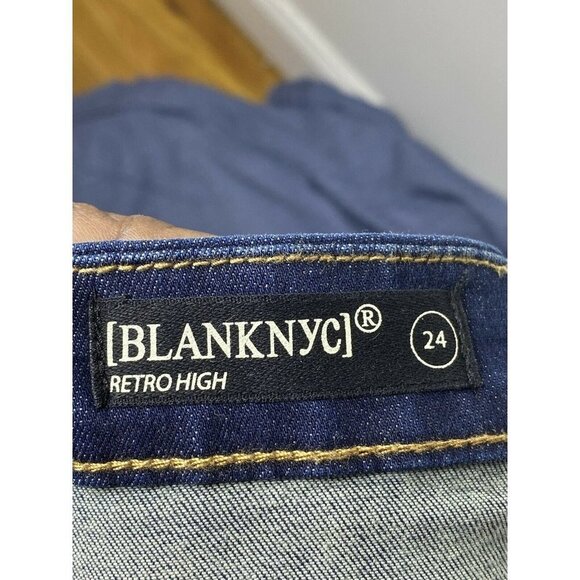 Blank NYC Womens 24 Dark Wash Retro High Distresse‎ - Picture 4 of 5